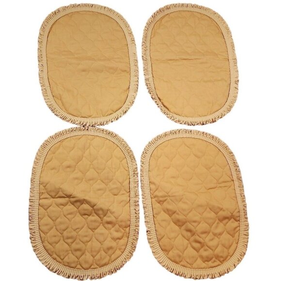 Vintage Ruffled Cloth Placemats Mustard Yellow Thanksgiving Autumn Fall Oval - Picture 4 of 6